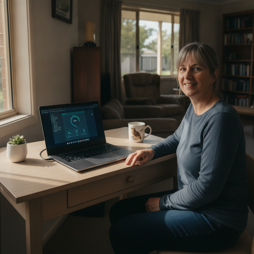 Computer cleaning in West Kempsey (2440) — a local resident at home with a clean, fast, dust-free computer running cool and quiet