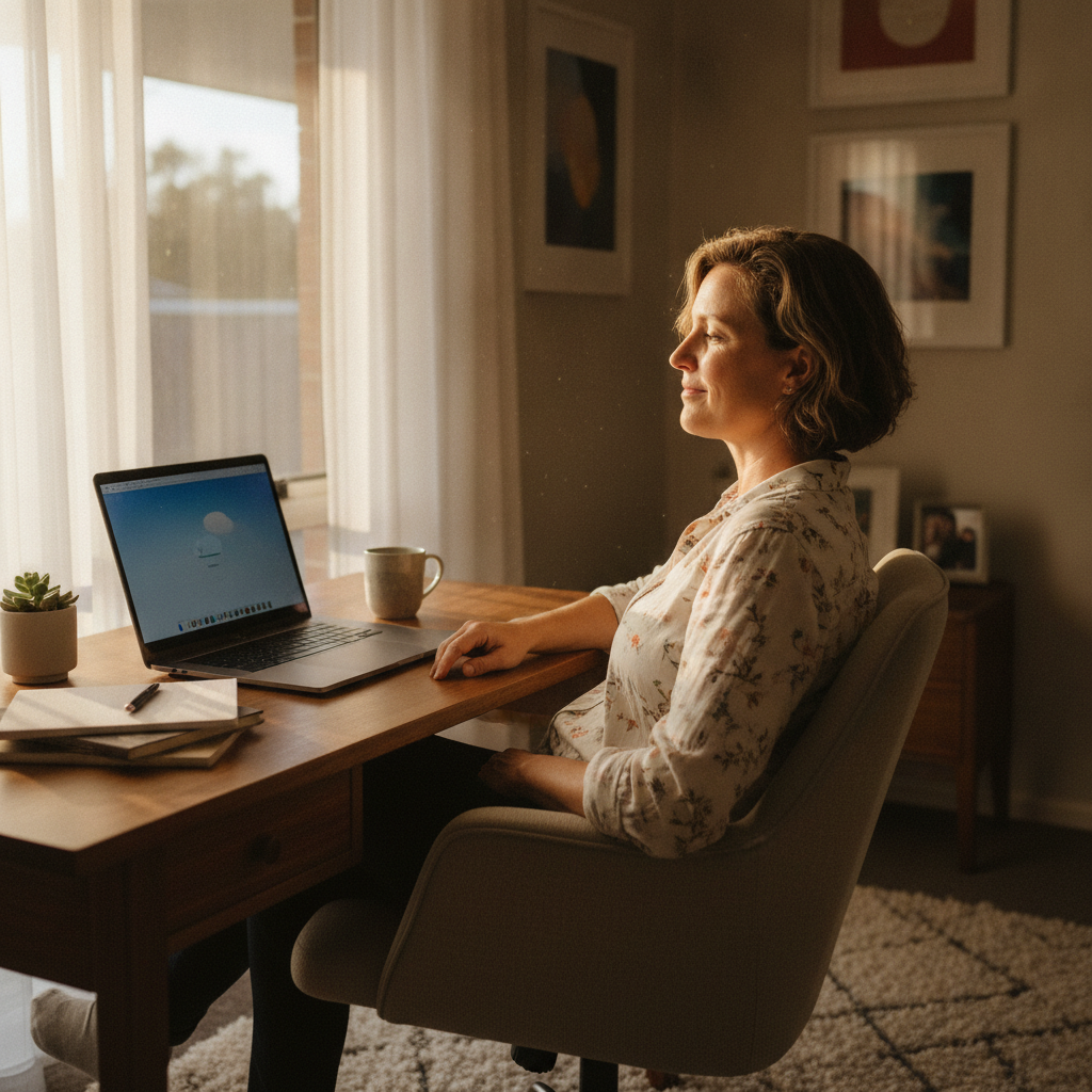 Professional computer clean-out in West Leederville (6007) — a happy Western Australia resident at home with a spotless, fast, quiet machine