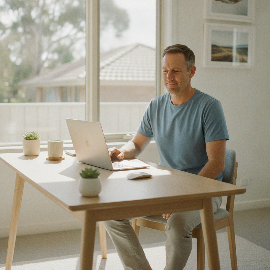 Professional computer clean-out in West Ryde (2114) — a happy New South Wales resident at home with a spotless, fast, quiet machine