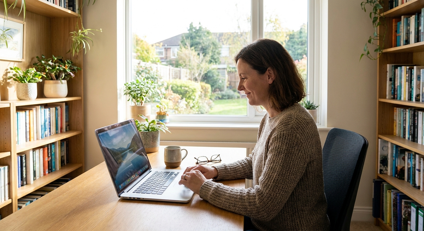 Professional computer clean-out in Wheelers Hill (3150) — a happy Victoria resident at home with a spotless, fast, quiet machine