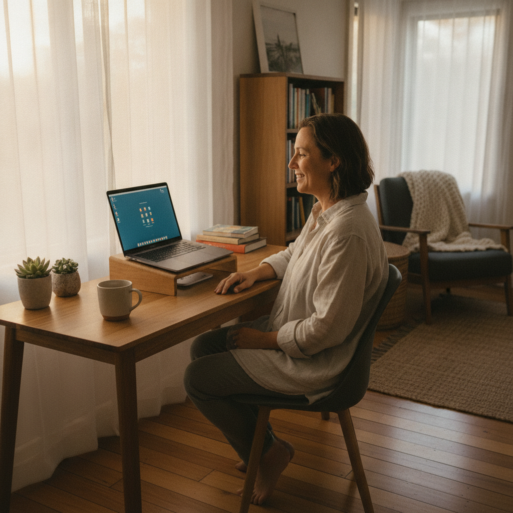 Professional computer clean-out in Wild Cattle Creek (2453) — a happy New South Wales resident at home with a spotless, fast, quiet machine