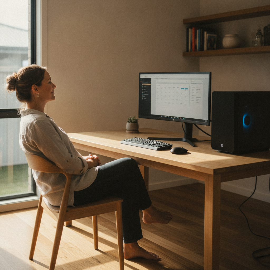 Professional computer clean-out in Willawong (4110) — a happy Queensland resident at home with a spotless, fast, quiet machine