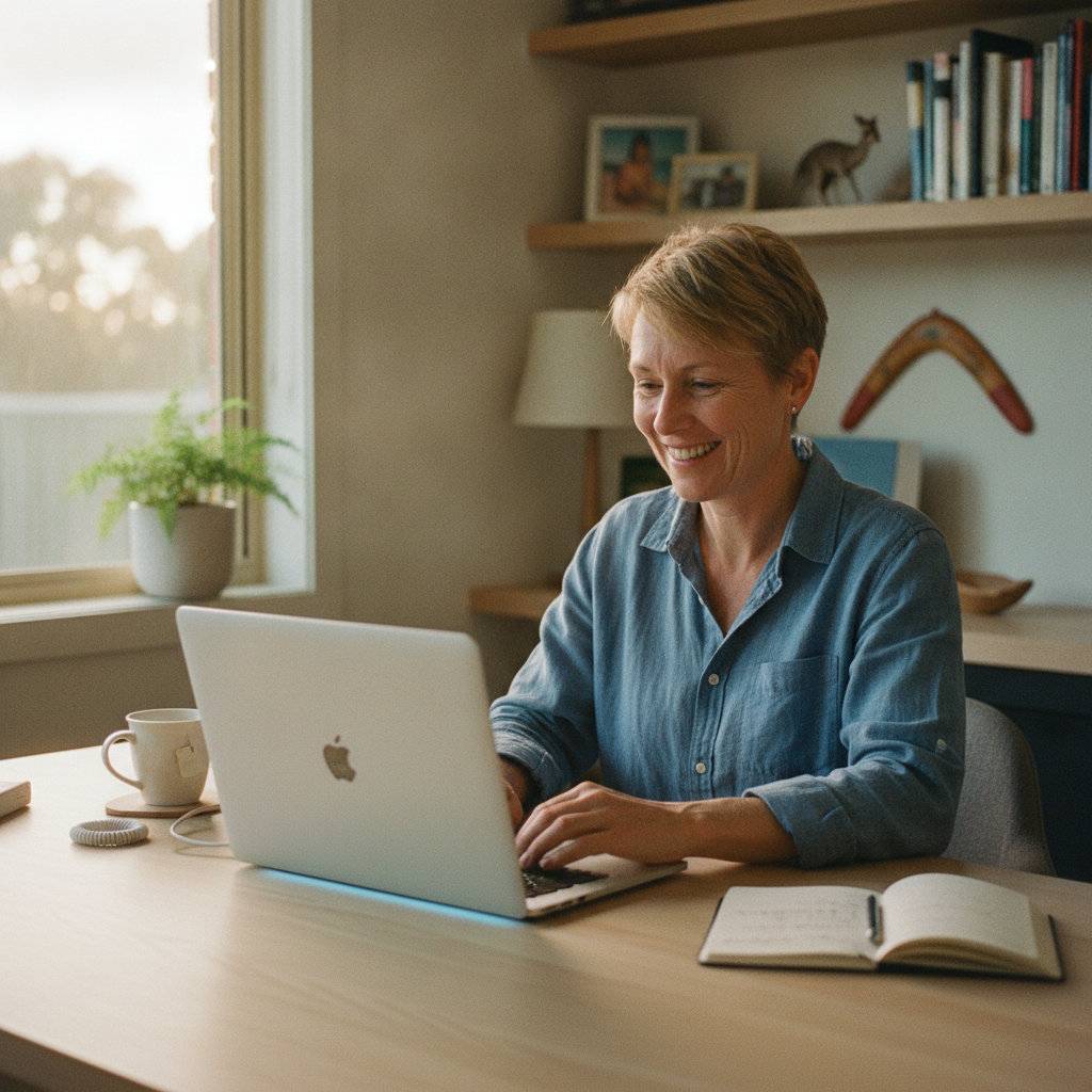Professional computer clean-out in Willina (2423) — a happy New South Wales resident at home with a spotless, fast, quiet machine