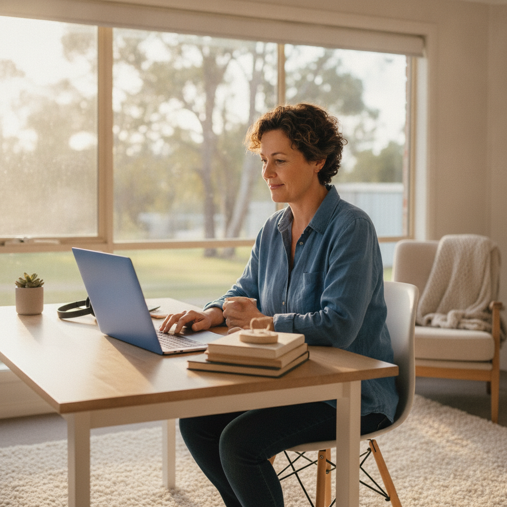 Professional computer clean-out in Willow Vale (2575) — a happy New South Wales resident at home with a spotless, fast, quiet machine