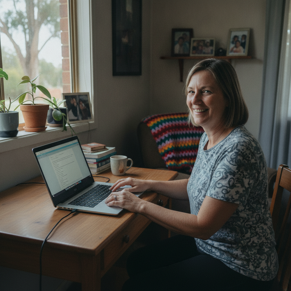 Professional computer clean-out in Windale (2306) — a happy New South Wales resident at home with a spotless, fast, quiet machine