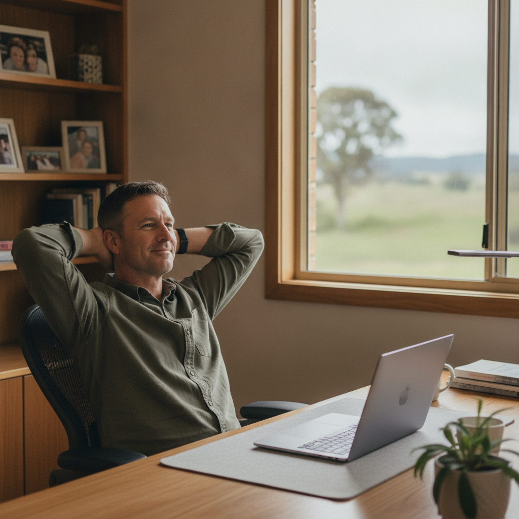 Professional computer clean-out in Windella (2320) — a happy New South Wales resident at home with a spotless, fast, quiet machine
