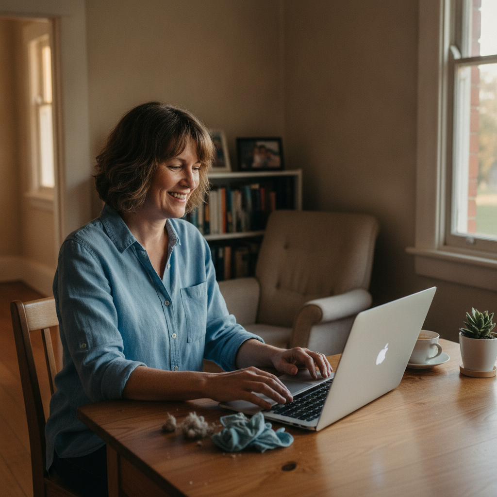 Professional computer clean-out in Windeyer (2850) — a happy New South Wales resident at home with a spotless, fast, quiet machine