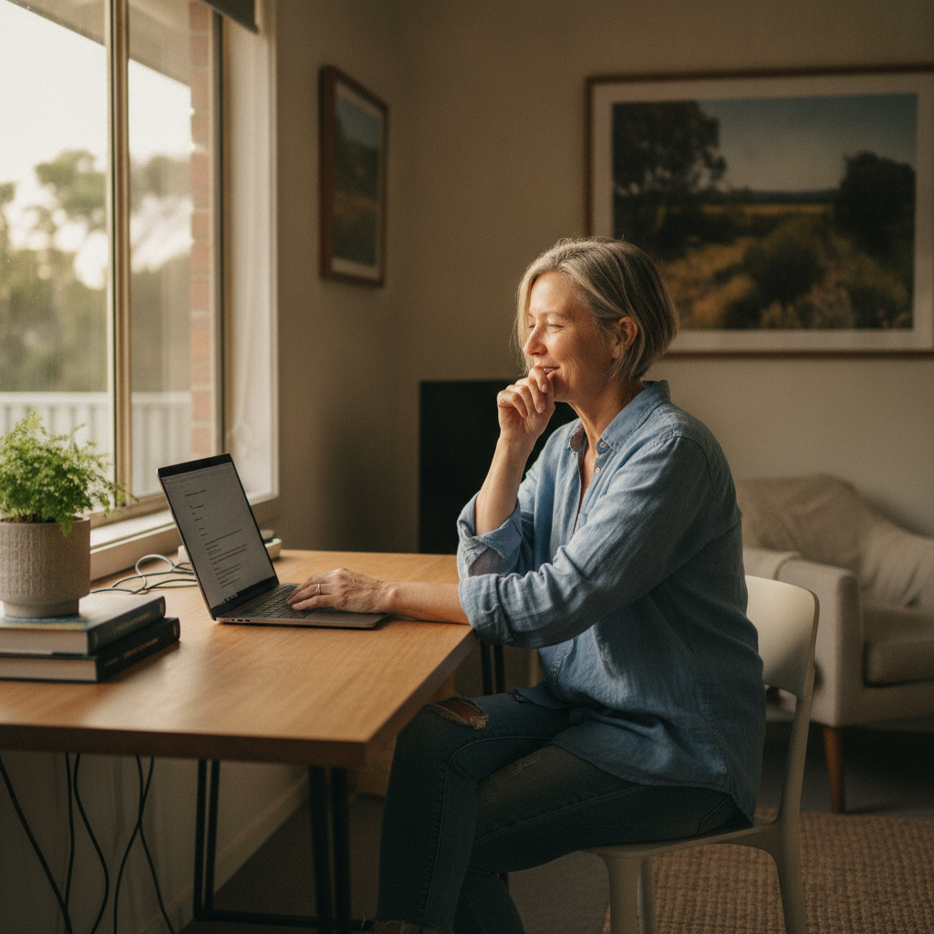 Professional computer clean-out in Winegrove (2460) — a happy New South Wales resident at home with a spotless, fast, quiet machine