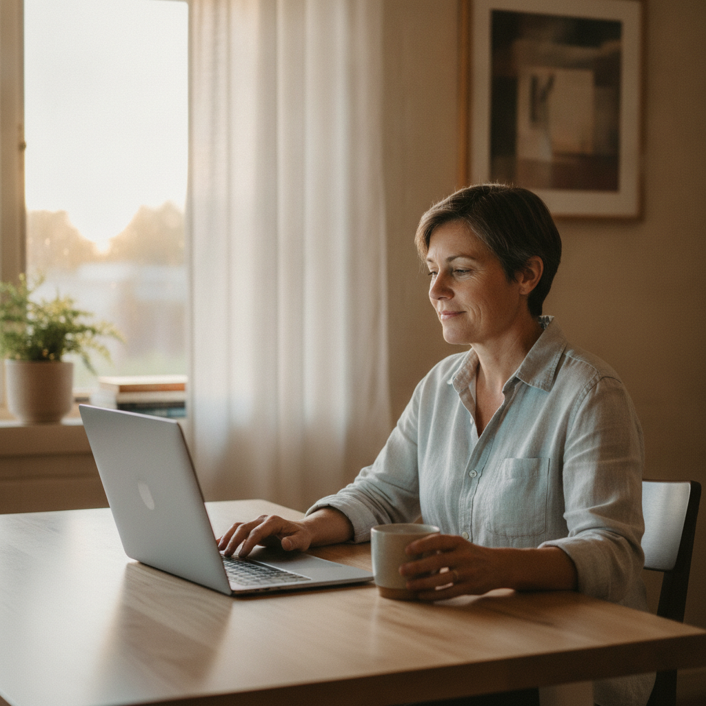 Professional computer clean-out in Withers (6230) — a happy Western Australia resident at home with a spotless, fast, quiet machine