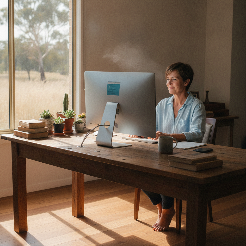 Computer cleaning in Woodridge (6041) — a local resident at home with a clean, fast, dust-free computer running cool and quiet
