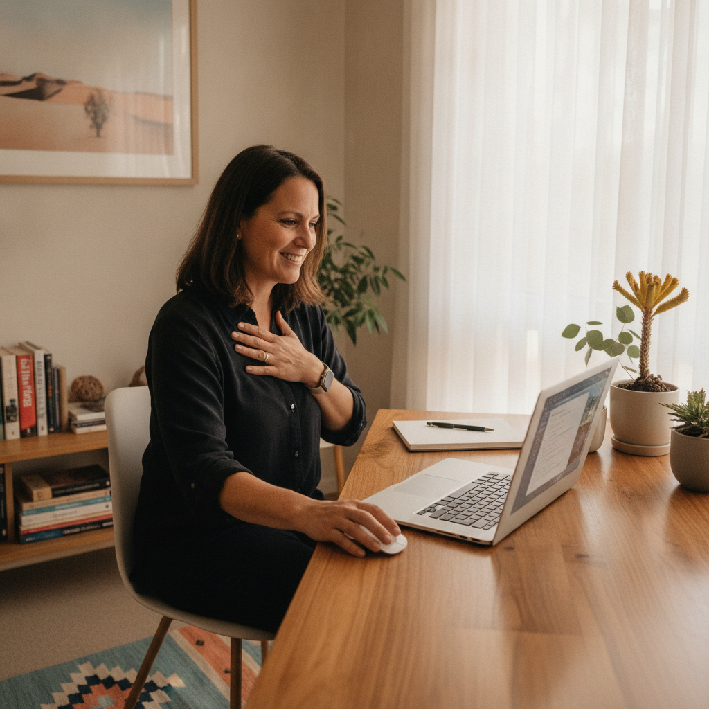 Professional computer clean-out in Woodvale (6026) — a happy Western Australia resident at home with a spotless, fast, quiet machine