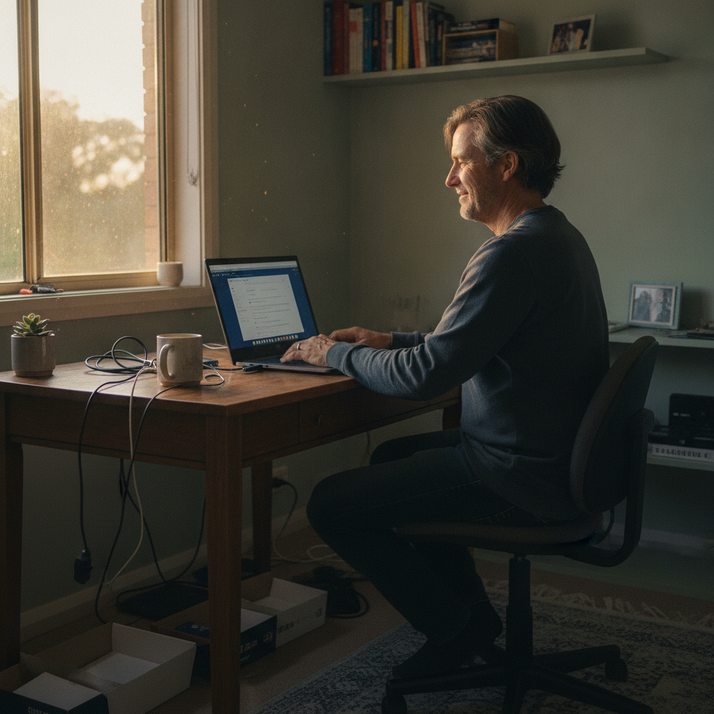 Computer cleaning in Woodview (2470) — a local resident at home with a clean, fast, dust-free computer running cool and quiet