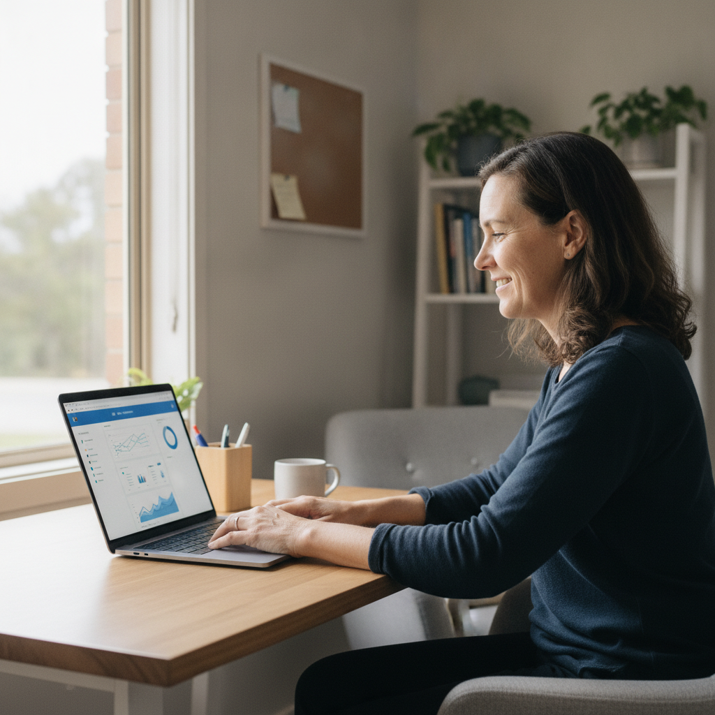 Professional computer clean-out in Woolgarlo (2582) — a happy New South Wales resident at home with a spotless, fast, quiet machine