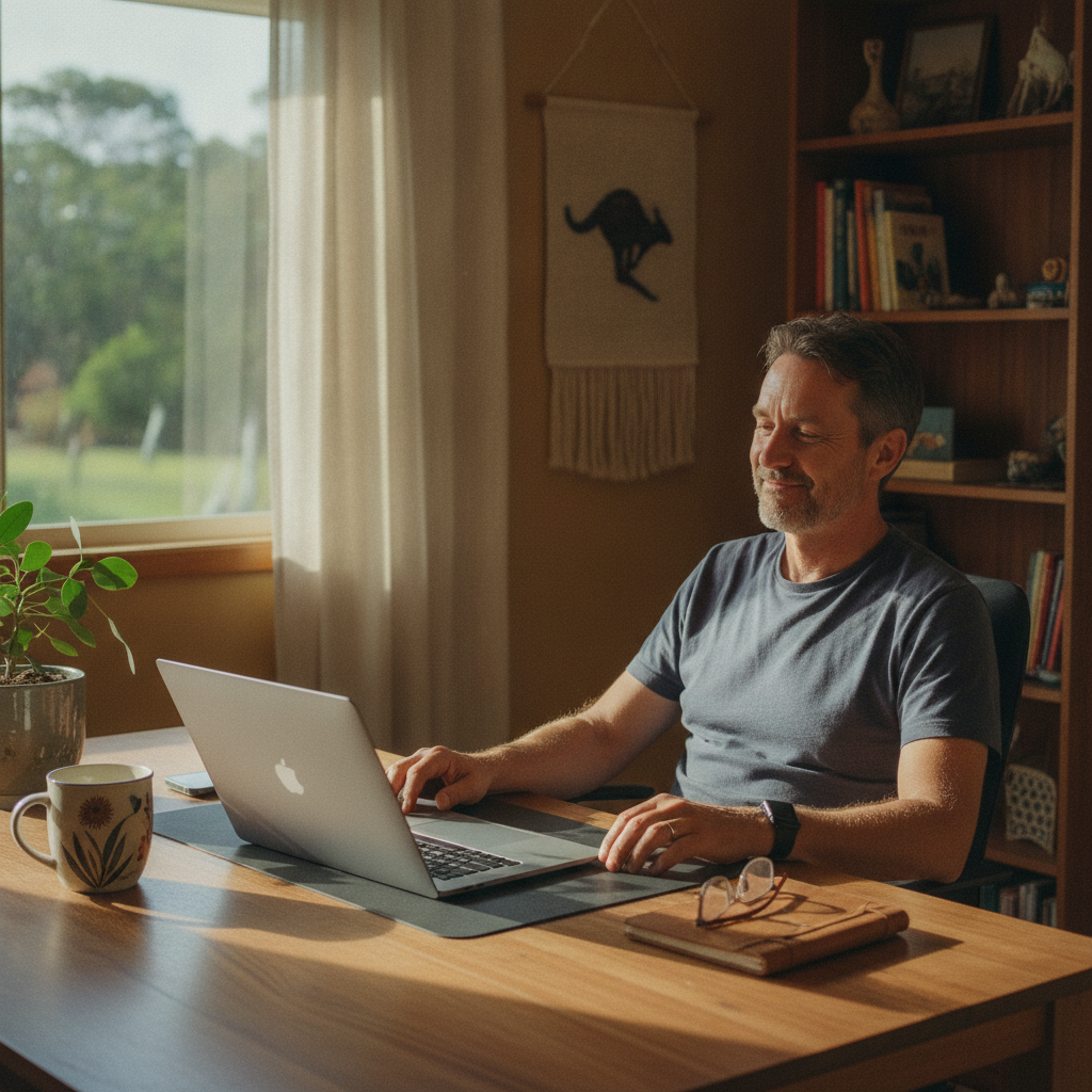 Professional computer clean-out in Wooyung (2483) — a happy New South Wales resident at home with a spotless, fast, quiet machine