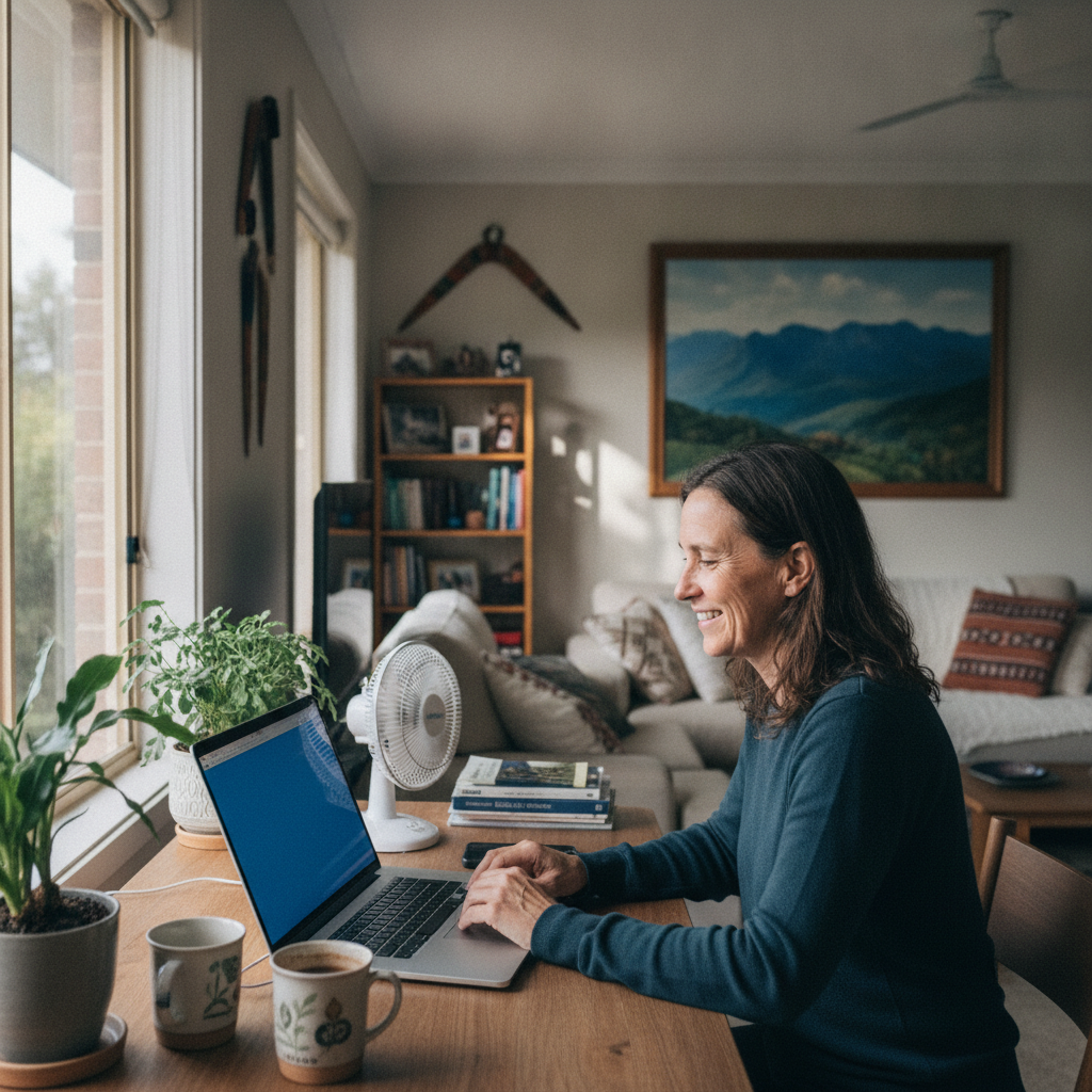 Professional computer clean-out in Woronora Heights (2233) — a happy New South Wales resident at home with a spotless, fast, quiet machine