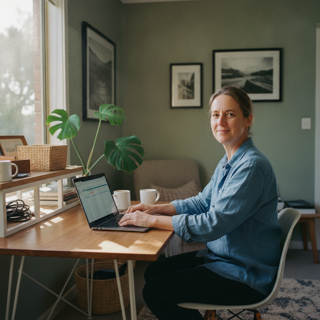 Professional computer clean-out in Worrigee (2540) — a happy New South Wales resident at home with a spotless, fast, quiet machine