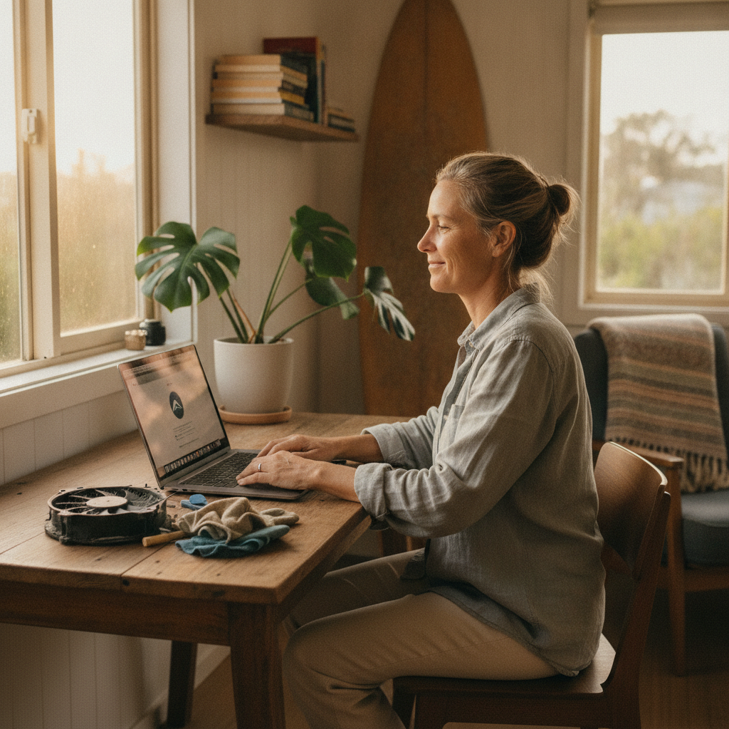 Computer cleaning in Wrights Beach (2540) — a local resident at home with a clean, fast, dust-free computer running cool and quiet