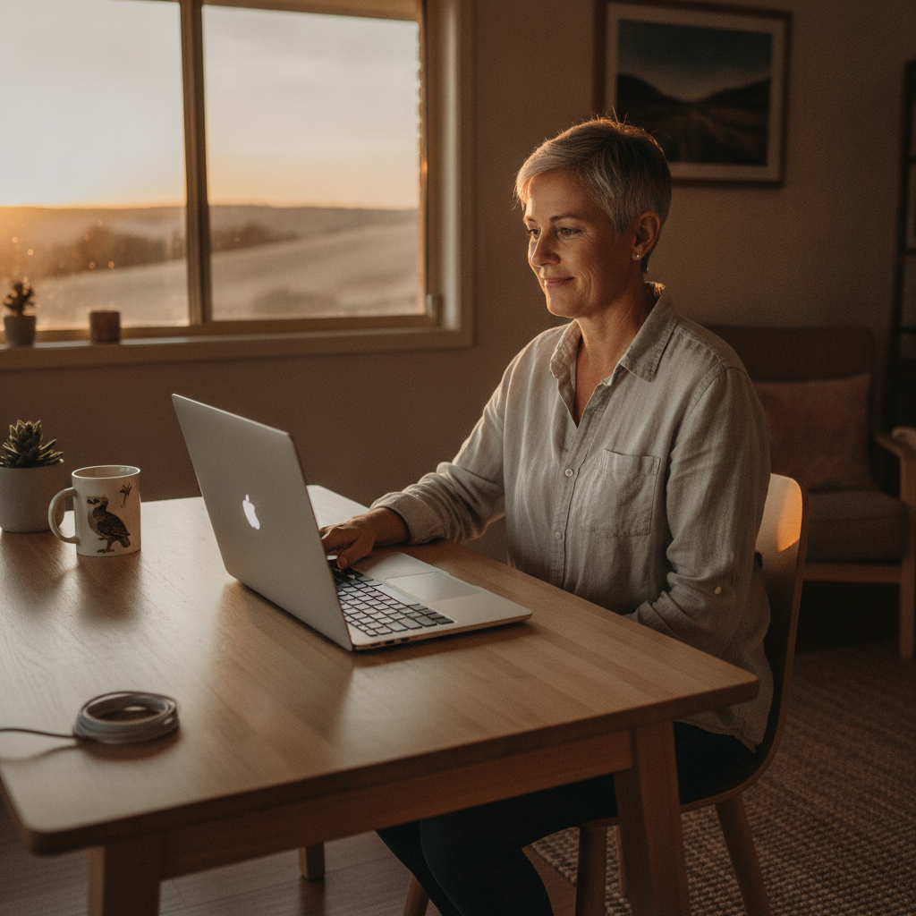 Professional computer clean-out in Wungong (6112) — a happy Western Australia resident at home with a spotless, fast, quiet machine