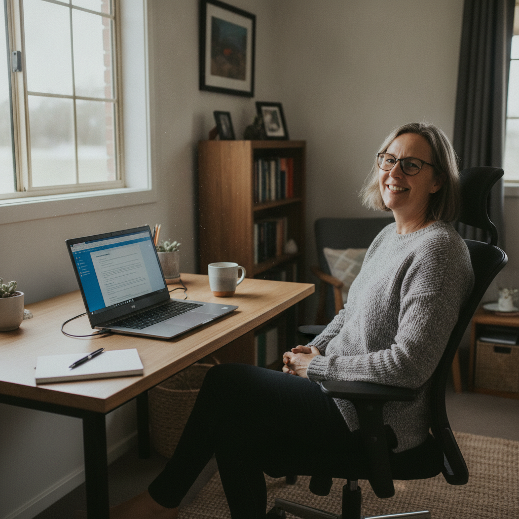 Professional computer clean-out in Wyangala (2808) — a happy New South Wales resident at home with a spotless, fast, quiet machine