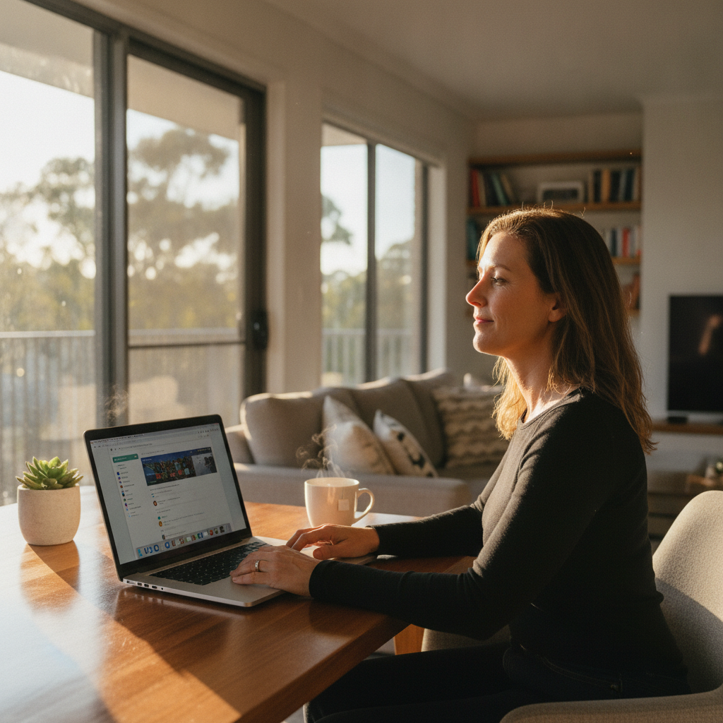 Professional computer clean-out in Wyee Point (2259) — a happy New South Wales resident at home with a spotless, fast, quiet machine