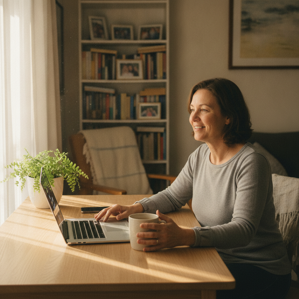 Professional computer clean-out in Yagoona West (2199) — a happy New South Wales resident at home with a spotless, fast, quiet machine