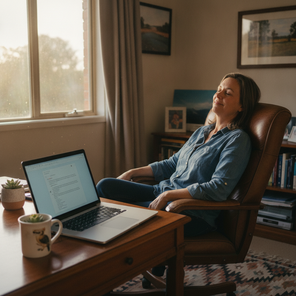 Professional computer clean-out in Yallah (2530) — a happy New South Wales resident at home with a spotless, fast, quiet machine