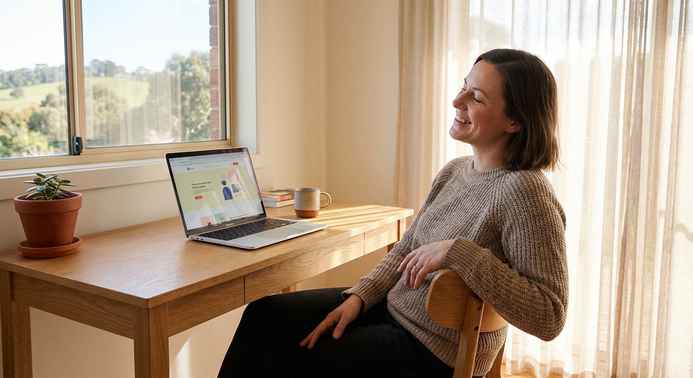 Professional computer clean-out in Yan Yean (3755) — a happy Victoria resident at home with a spotless, fast, quiet machine