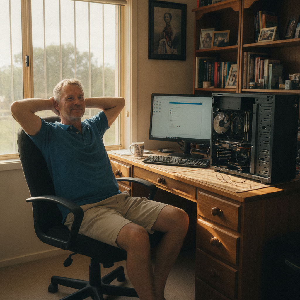 Computer cleaning in Yankees Creek (2550) — a local resident at home with a clean, fast, dust-free computer running cool and quiet