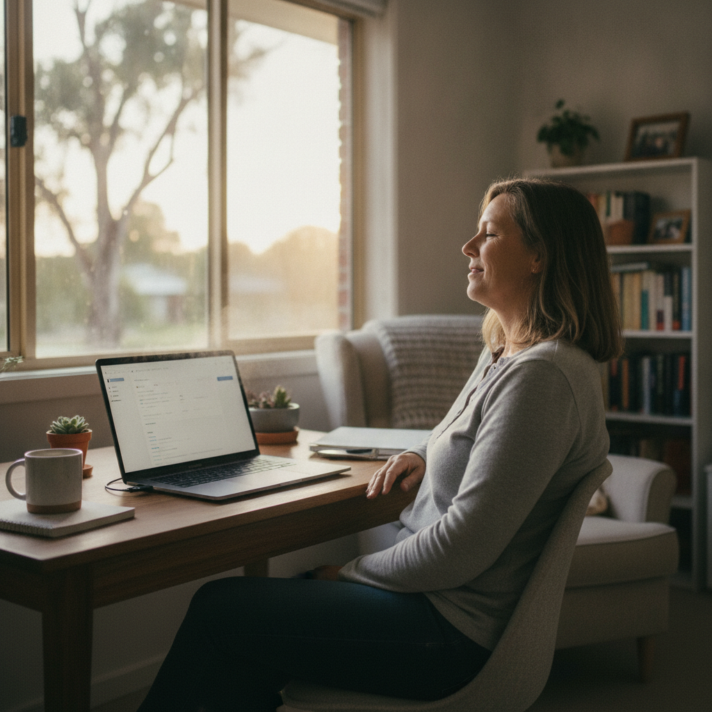 Professional computer clean-out in Yarragong (2871) — a happy New South Wales resident at home with a spotless, fast, quiet machine