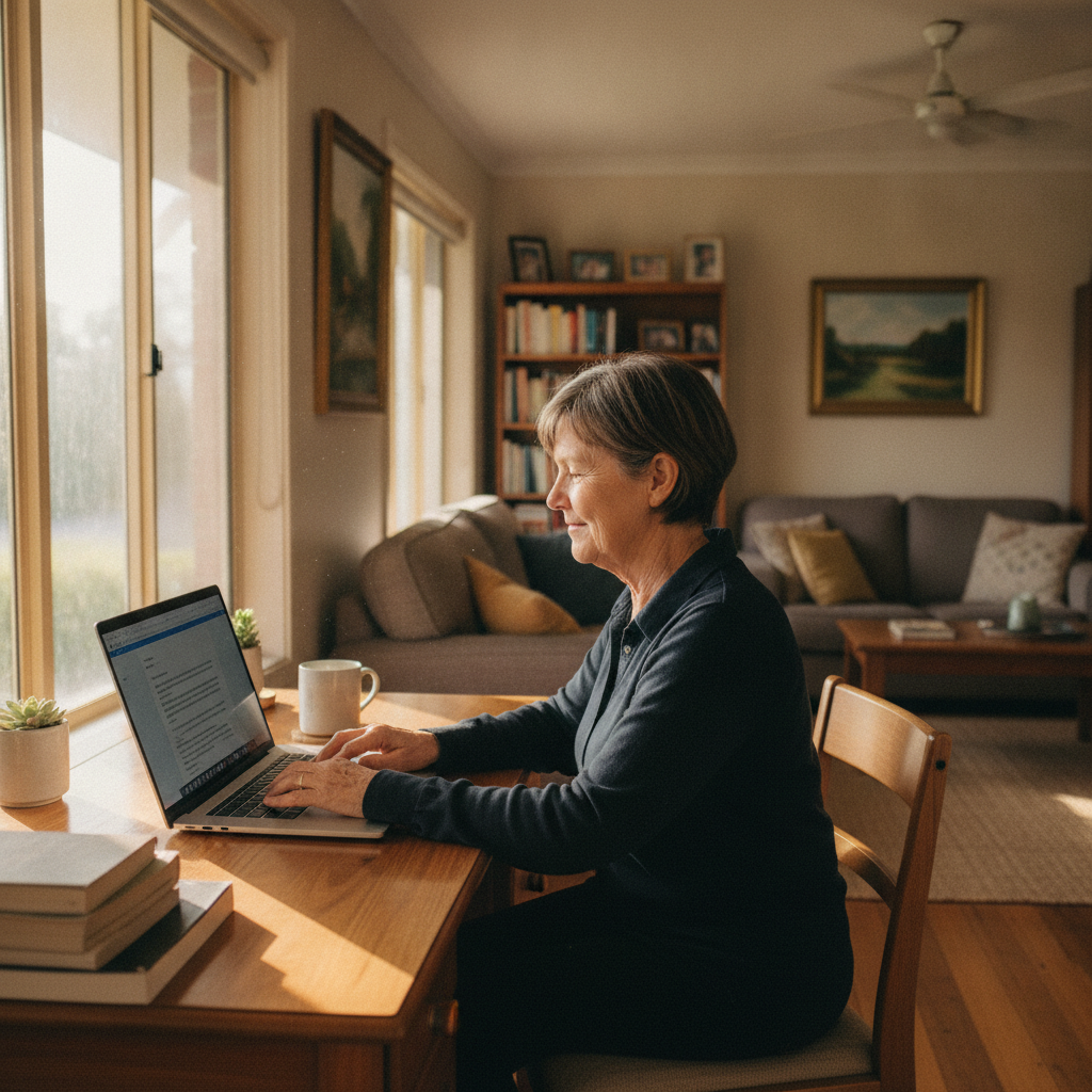 Professional computer clean-out in Yarras (2795) — a happy New South Wales resident at home with a spotless, fast, quiet machine