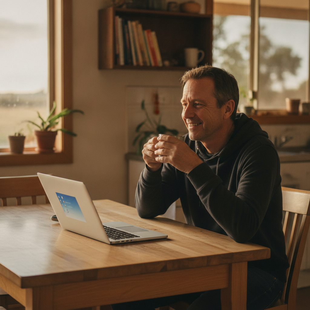 Professional computer clean-out in Yarrie Lake (2388) — a happy New South Wales resident at home with a spotless, fast, quiet machine