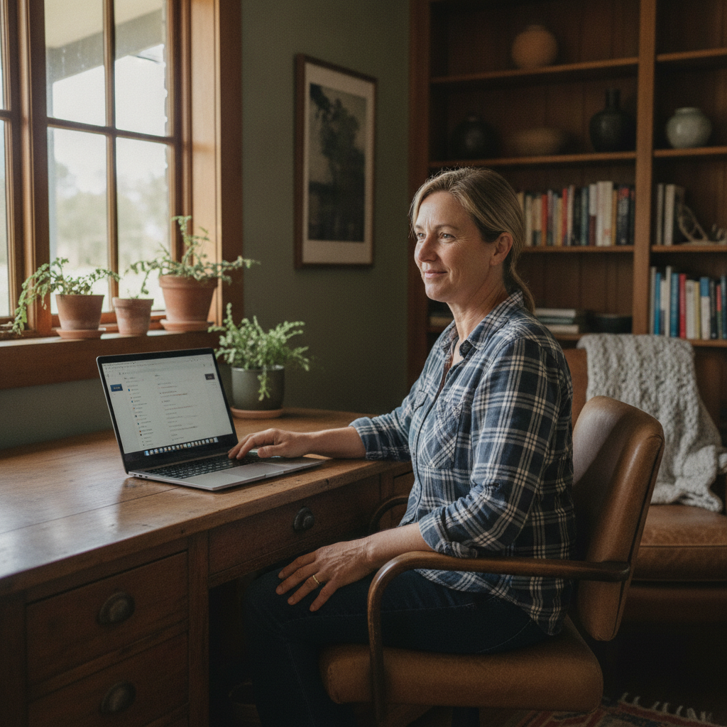 Professional computer clean-out in Yarrowyck (2358) — a happy New South Wales resident at home with a spotless, fast, quiet machine