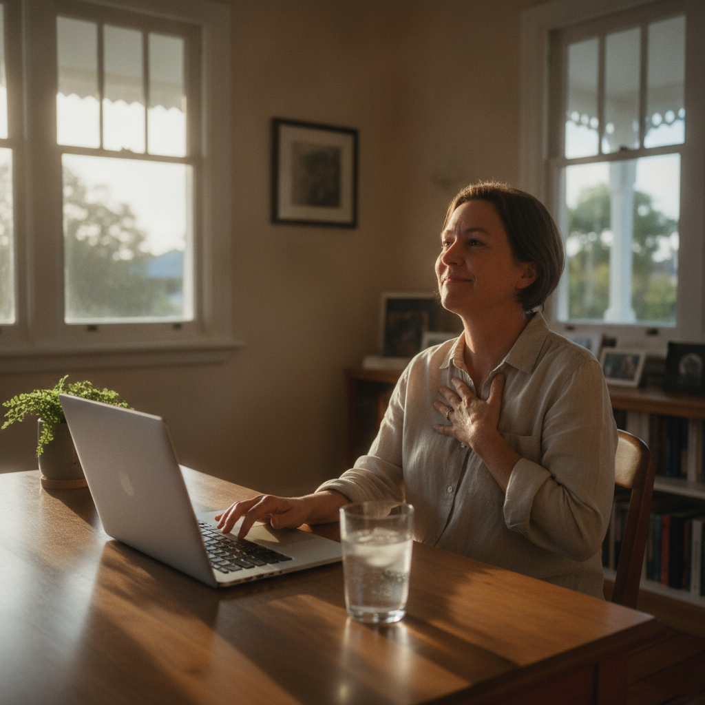 Professional computer clean-out in Yeronga (4104) — a happy Queensland resident at home with a spotless, fast, quiet machine