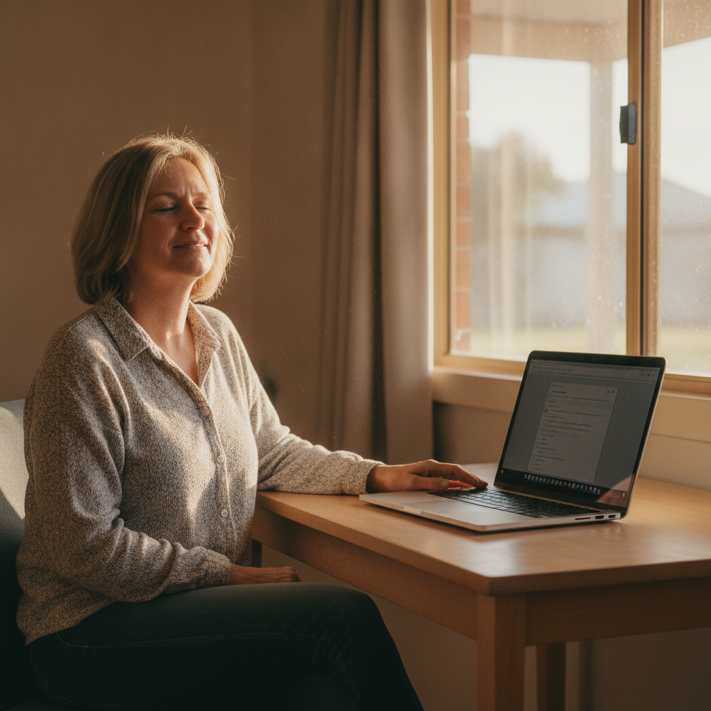 Professional computer clean-out in Yetman (2410) — a happy New South Wales resident at home with a spotless, fast, quiet machine