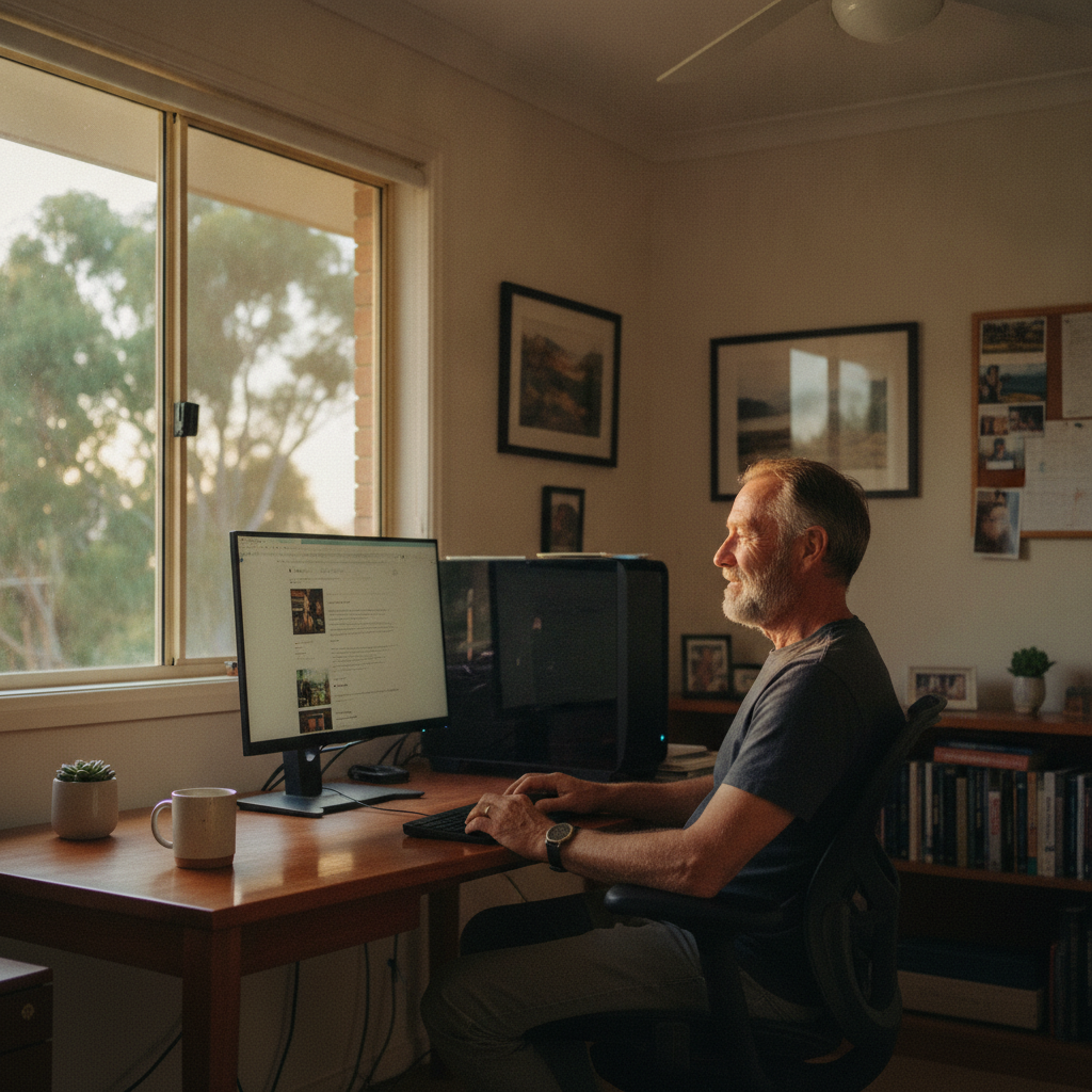 Computer cleaning in Youngs Siding (6330) — a local resident at home with a clean, fast, dust-free computer running cool and quiet
