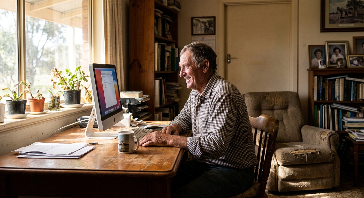 Computer repairs in Ashbourne 5157 — a local resident at home, relieved their computer is working again after a fast repair