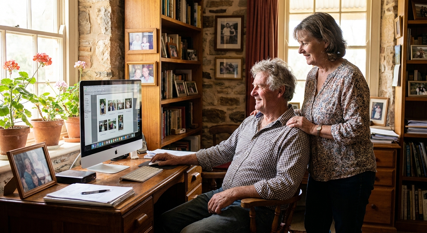 Computer repairs in Ashton 5137 — a local resident at home, relieved their computer is working again after a fast repair