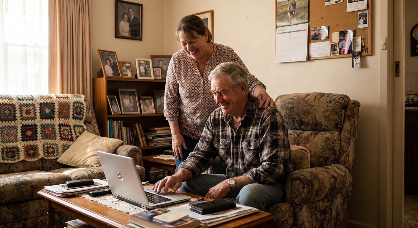 Computer repairs in Athol Park 5012 — a local resident at home, relieved their computer is working again after a fast repair