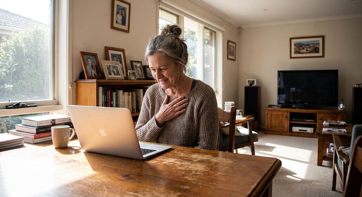 Computer repairs in Balwyn North 3104 — a local resident at home, relieved their computer is working again after a fast repair