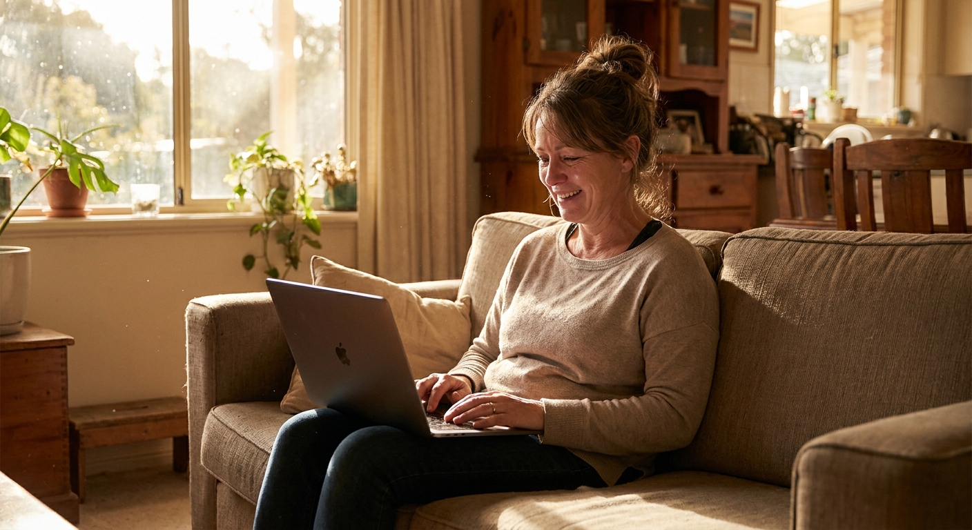 Computer repairs in Belair 5052 — a local resident at home, relieved their computer is working again after a fast repair