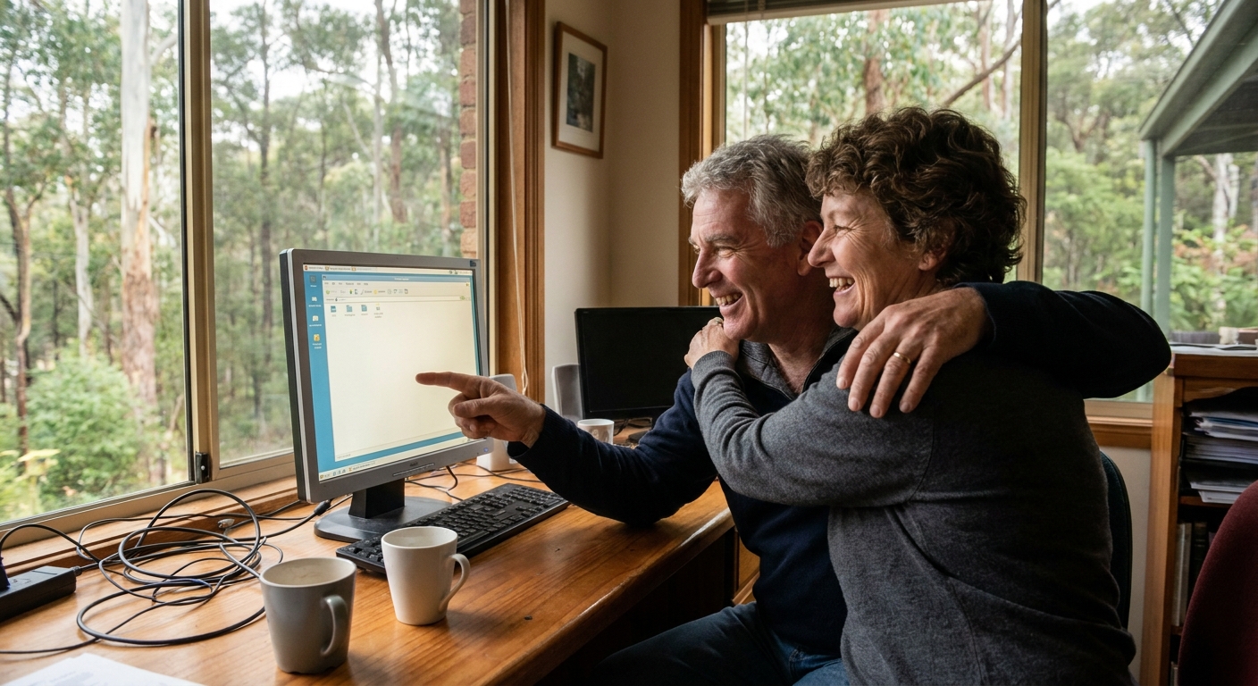 Computer repairs in Belgrave Heights 3160 — local residents at home, relieved their family computer is working again after a repair