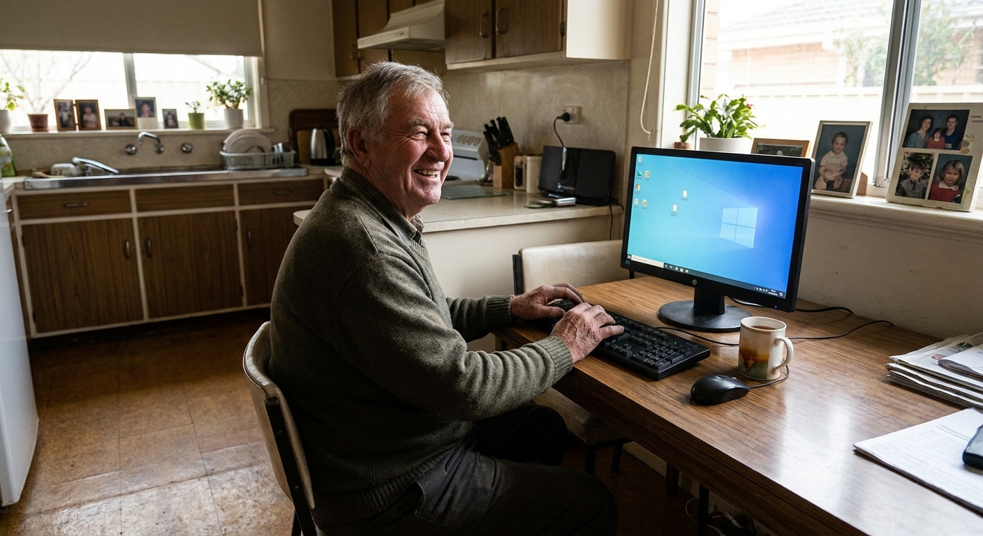 Computer repairs in Black Forest 5035 — a local resident at home, relieved their computer is working again after a fast repair