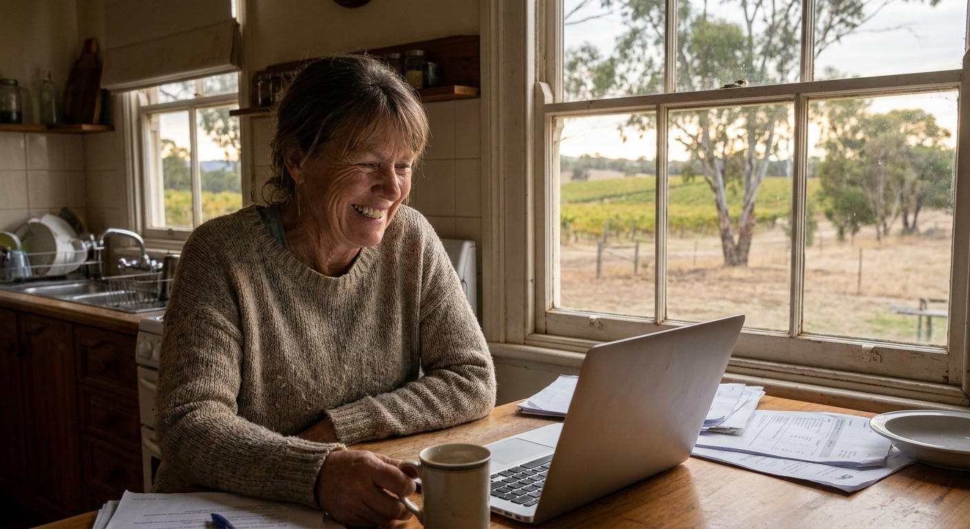 Computer repairs in Chum Creek 3777 — a local resident at home, relieved their laptop is working again after a fast repair