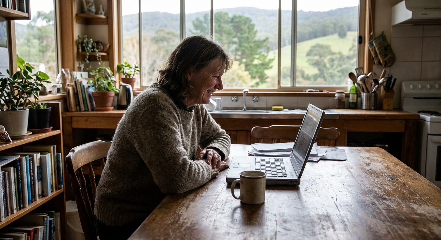 Computer repairs in Collinsvale 7012 — a local resident at home, relieved their computer is working again after a fast repair