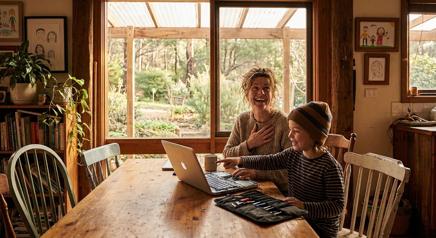 Computer repairs in East Warburton 3799 — a local resident at home, relieved their computer is working again after a fast repair