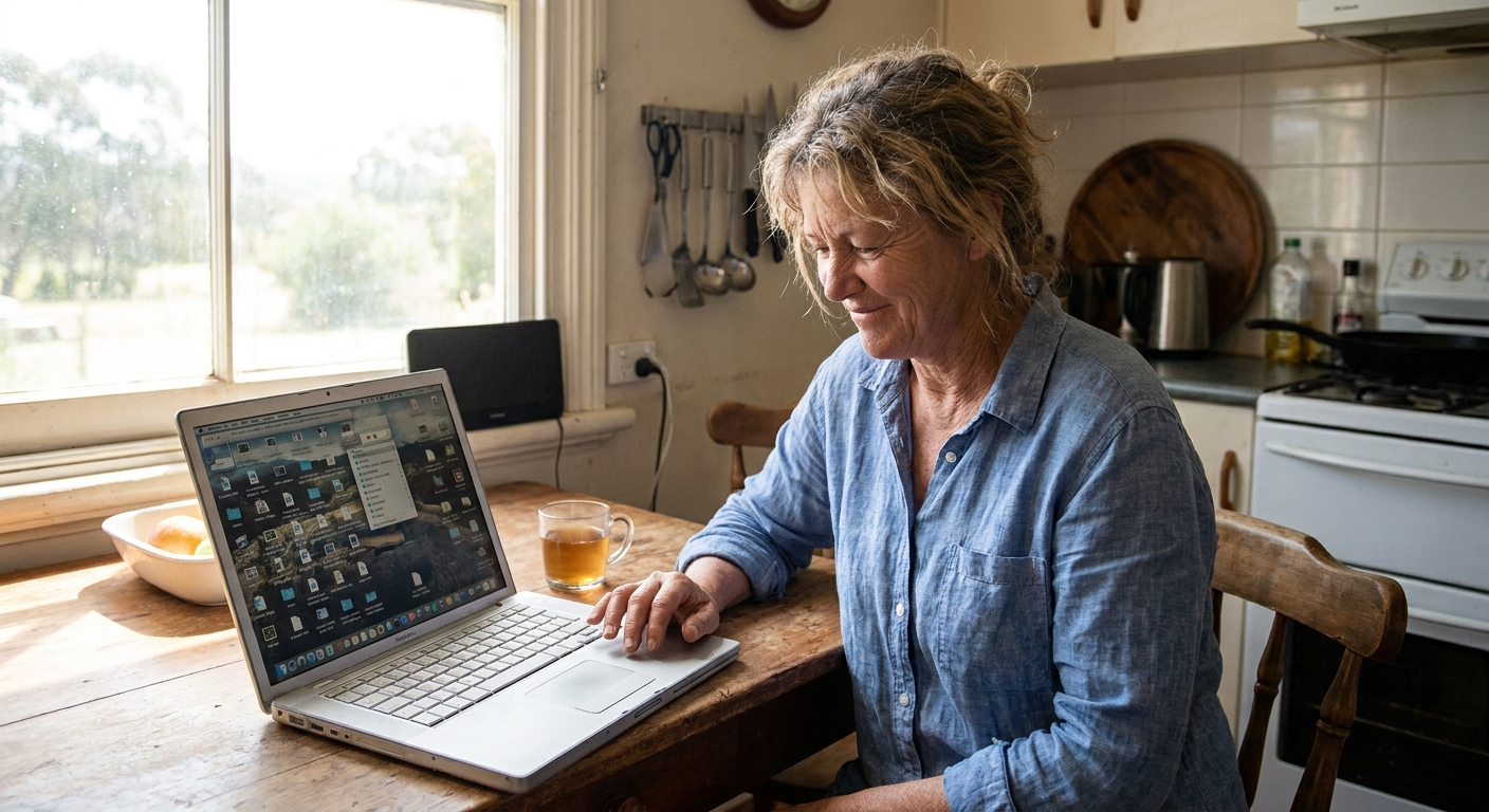 Computer repairs in Gruyere 3770 — a local resident at home, relieved their computer is working again after a fast repair
