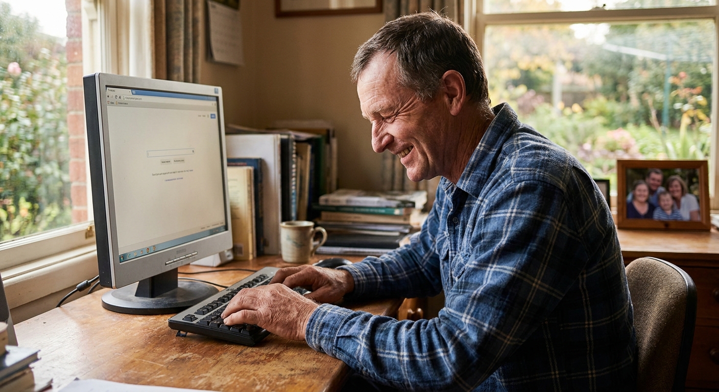 Computer repairs in Honeywood 7017 — a local resident at home, relieved their computer is working again after a fast repair