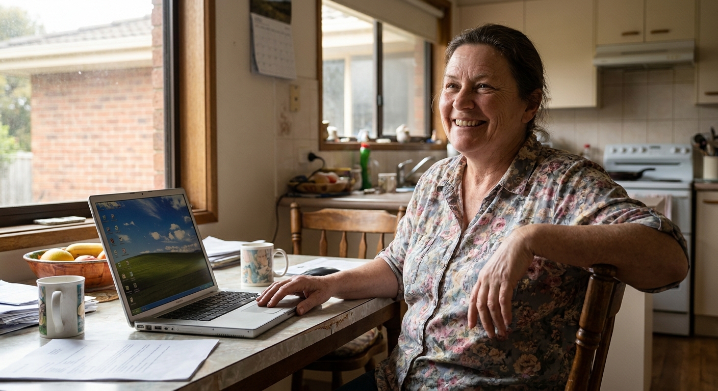 Computer repairs in Kilsyth South 3137 — a local resident at home, relieved their computer is working again after a fast repair