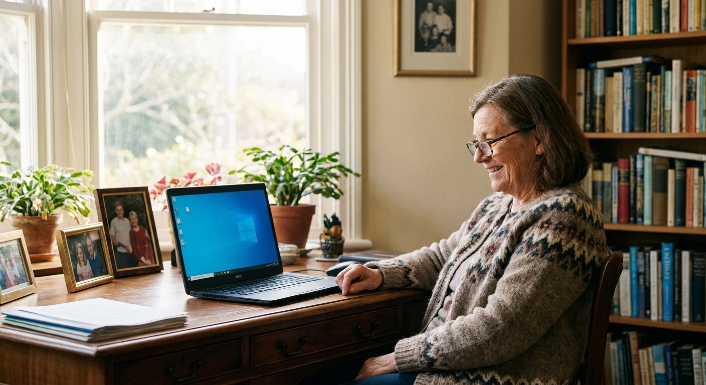 Computer repairs in North Adelaide 5006 — a local resident at home, relieved their computer is working again after a fast repair