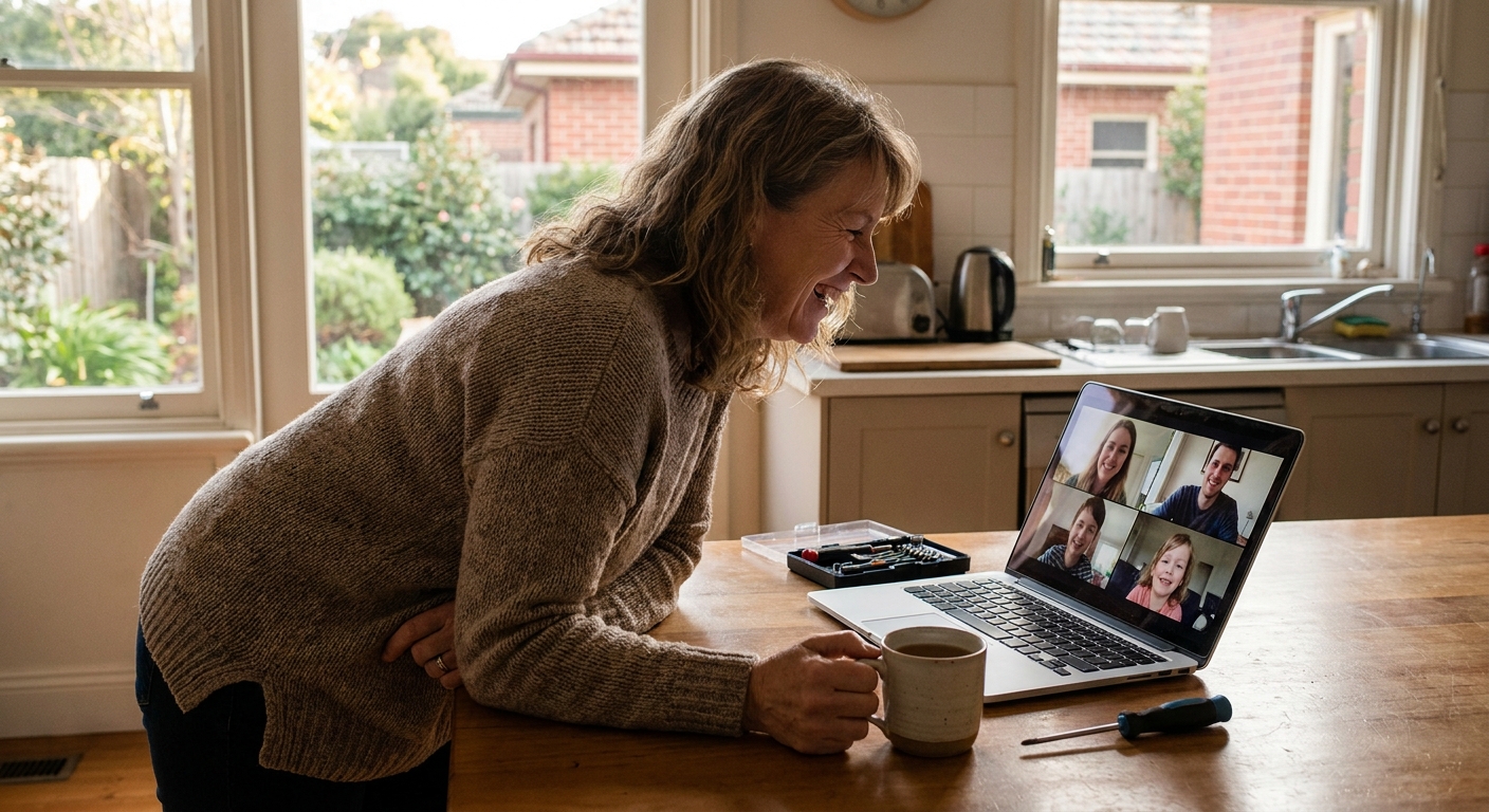 Computer repairs in Reservoir 3073 — a local resident at home, relieved their laptop is working again after a fast repair